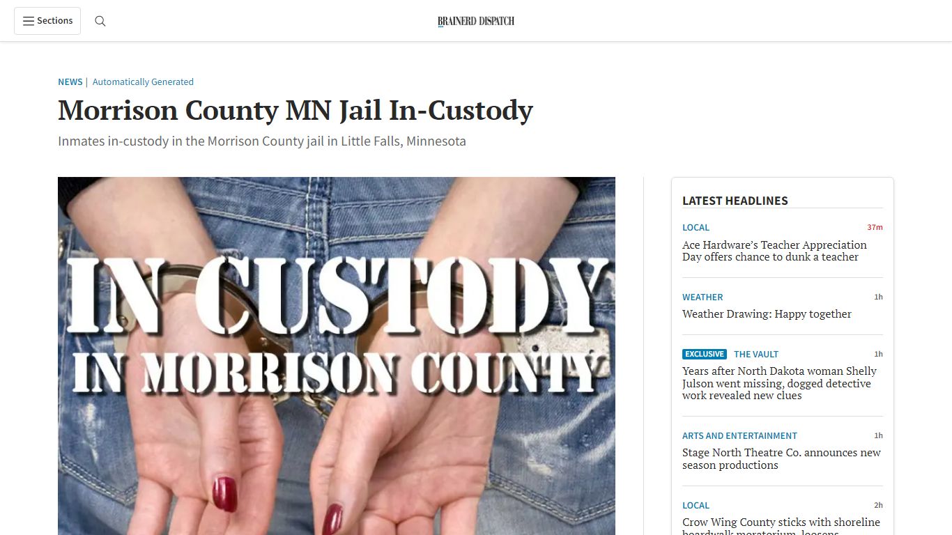 Morrison County MN Jail In-Custody - Brainerd Dispatch